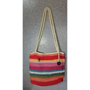 The SAK Lumi Crochet Rainbow Striped Shoulder Crossbody Bag MultiColor Boho Tote